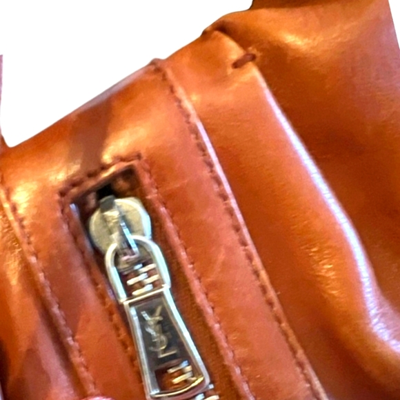 Yves Saint Laurent Rive Gauche Vintage Cognac Leather Curved  Hobo Shoulder Bag - Picture 5 of 16